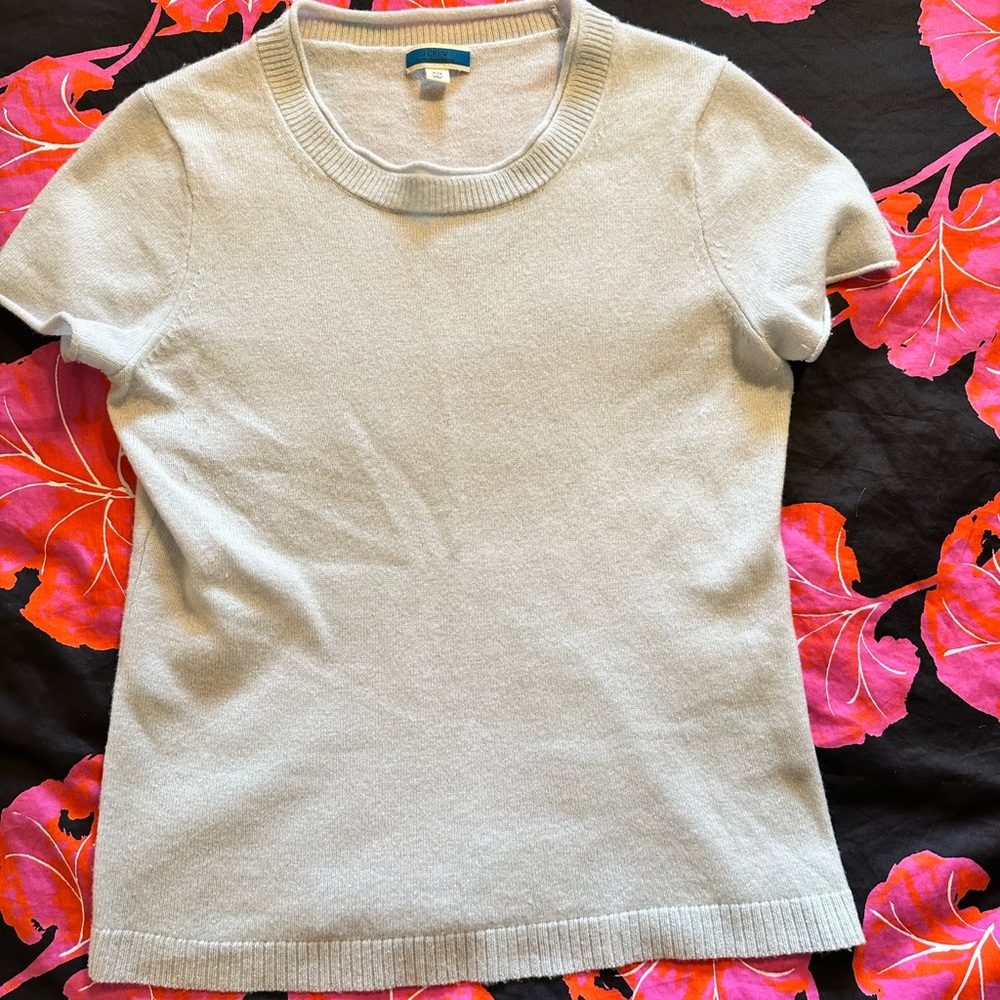 Light Blue Short Sleeve J Crew Cashmere Sweater